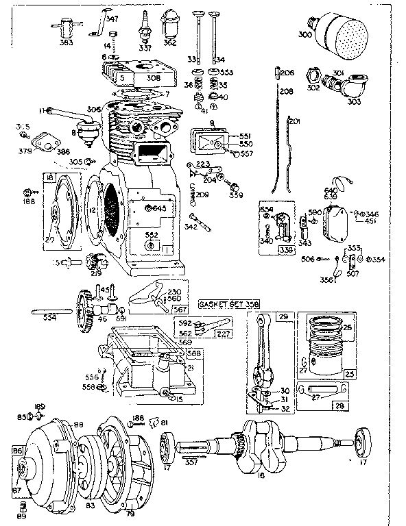 Replacement Parts Diagram and Parts List for 19D-FB 0010 - 0030 Briggs and Stratton Engine